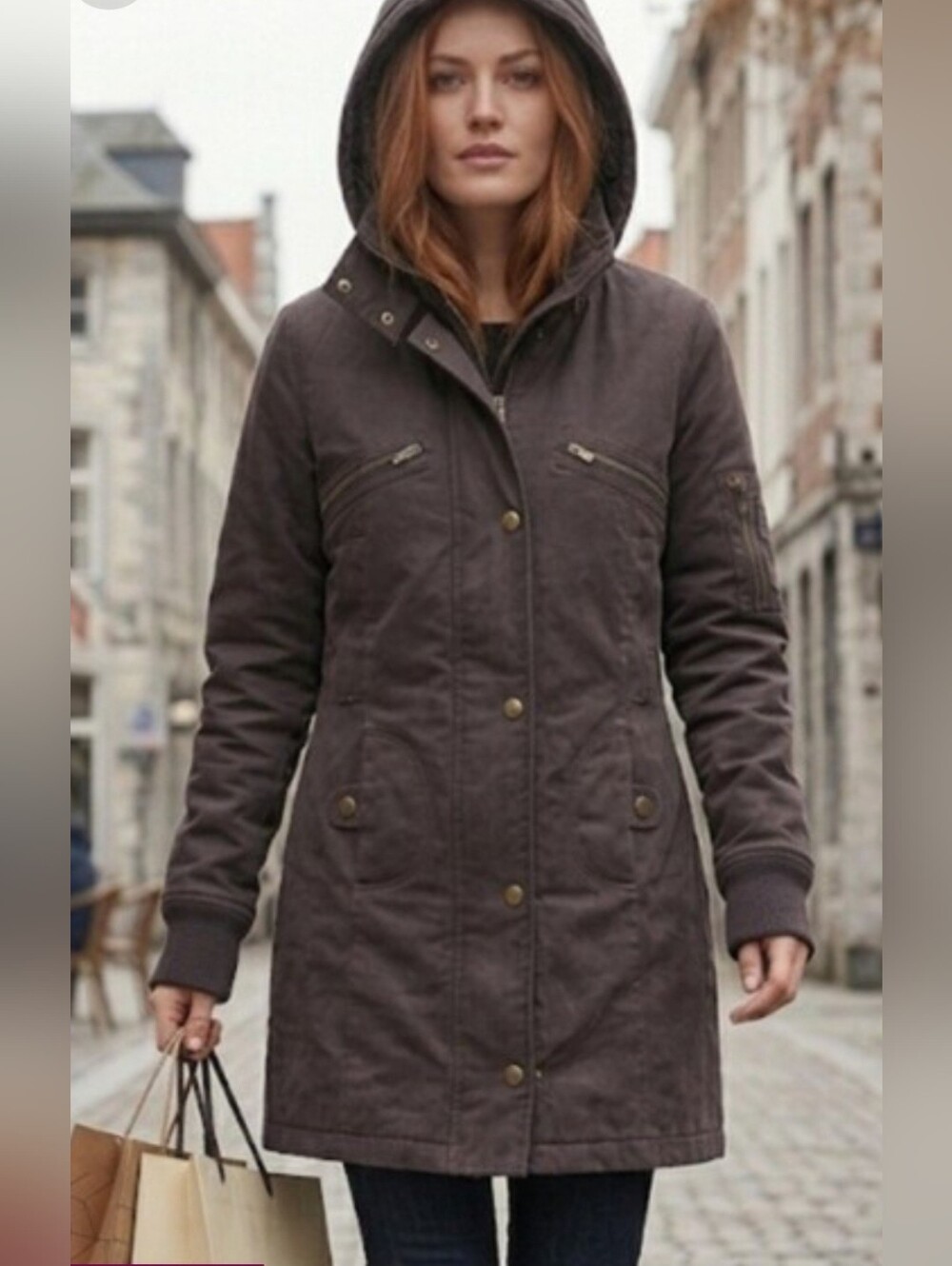 Buffalo David Bitton Women's 'Jocker' Cotton Jacket w Hood / Sz S / Grey Black